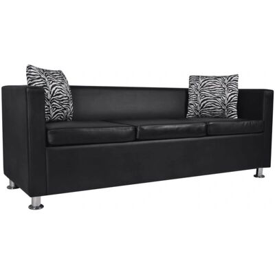 Helloshop26 - 3+2 - Negro - Cuero sintético - Sofa set Helloshop26 - 3+2 - Negro - Cuero sintético - Sofa set