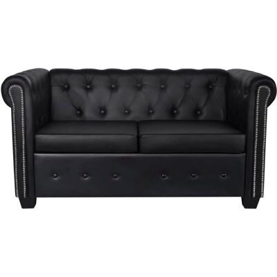 Helloshop26 - Chesterfield 2-Plazas - Negro - Sofá Helloshop26 - Chesterfield 2-Plazas - Negro - Sofá