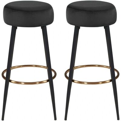 DÉCOSHOP26 - TDB09217 - Negro Terciopelo - Marco de Metal - Taburete de Bar DÉCOSHOP26 - TDB09217 - Negro Terciopelo - Marco de Metal - Taburete de Bar