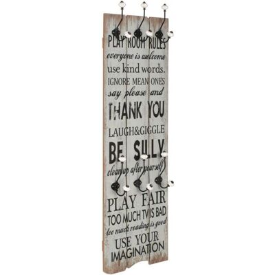 DÉCOSHOP26 Perchero de pared - Impresión vintage, 6 ganchos de metal, MDF, 120x40 cm DÉCOSHOP26 Perchero de pared - Impresión vintage, 6 ganchos de metal, MDF, 120x40 cm