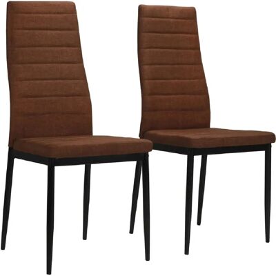 Décoshop26 Juego de 2 sillas modernas de poliéster y acero marrón - Sillas de comedor Décoshop26 Juego de 2 sillas modernas de poliéster y acero marrón - Sillas de comedor