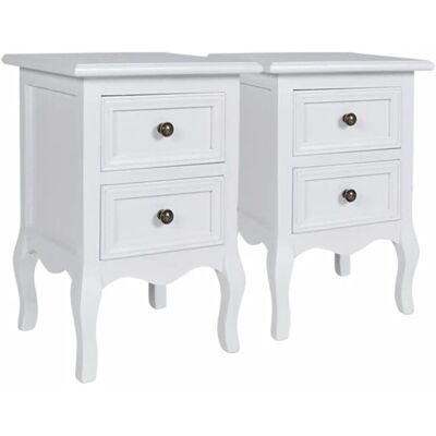 Set di 2 Comodini in MDF Bianco Helloshop26 Set di 2 Comodini in MDF Bianco Helloshop26