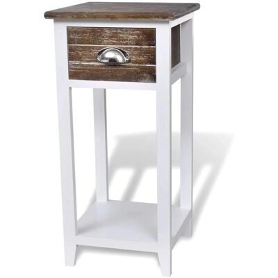 HelloShop26 - 1-Drawer Comodino - Marrone e bianco - 30 x 30 x 63 cm - Comodino HelloShop26 - 1-Drawer Comodino - Marrone e bianco - 30 x 30 x 63 cm - Comodino