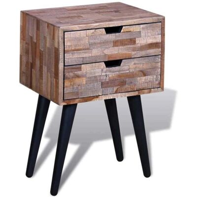 HELLOSHOP26 Comodino in teak con 2 cassetti - Comodino HELLOSHOP26 Comodino in teak con 2 cassetti - Comodino