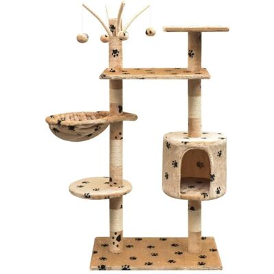Helloshop26 - Albero per gatti con nicchia - 125cm - Beige Helloshop26 - Albero per gatti con nicchia - 125cm - Beige