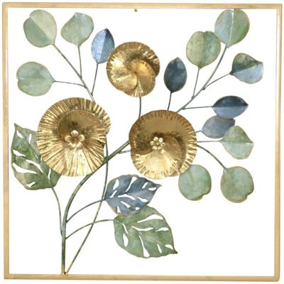 Décoshop26 Decoración de pared en metal verde y dorado Décoshop26 Decoración de pared en metal verde y dorado