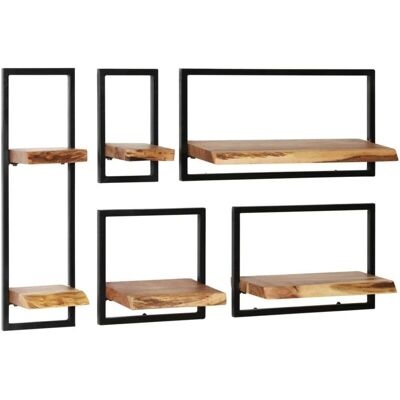 HELLOSHOP26 - 5pc estante de pared - Acacia - Estante de pared HELLOSHOP26 - 5pc estante de pared - Acacia - Estante de pared