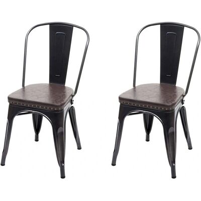 DÉCOSHOP26 CDS04457 - 2x sedie impilabili stile industriale marrone/nero DÉCOSHOP26 CDS04457 - 2x sedie impilabili stile industriale marrone/nero