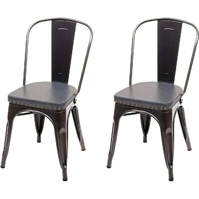 DÉCOSHOP26 - CDS04456 - Nero - PU grigio - Dining chair DÉCOSHOP26 - CDS04456 - Nero - PU grigio - Dining chair