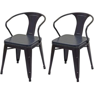 Sillas de comedor en estilo industrial gris negro de piel sintética y acero - Sillas de comedor Sillas de comedor en estilo industrial gris negro de piel sintética y acero - Sillas de comedor