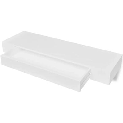 HelloShop26 Scaffale a Muro in MDF Bianco con Cassetto - Scaffale HelloShop26 Scaffale a Muro in MDF Bianco con Cassetto - Scaffale