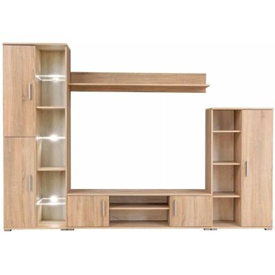 Helloshop26 Meuble TV Moderne avec Lumière LED - Chêne Sonoma - 2502054 - Publicité Helloshop26 Meuble TV Moderne avec Lumière LED - Chêne Sonoma - 2502054 - Publicité