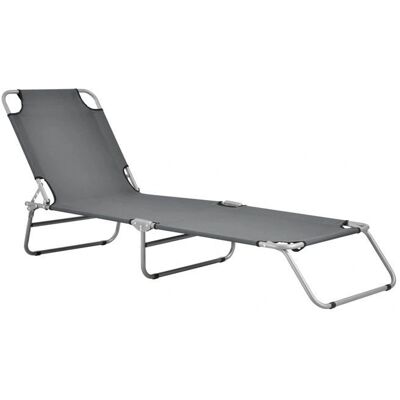 Helloshop26 Sillón de Sol Acero Gris Oscuro Ajustable Helloshop26 Sillón de Sol Acero Gris Oscuro Ajustable