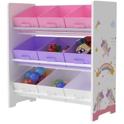 HelloShop26 - Boiro 9-bin - Blanco / Morado / Rosa - Estantería de almacenamiento HelloShop26 - Boiro 9-bin - Blanco / Morado / Rosa - Estantería de almacenamiento