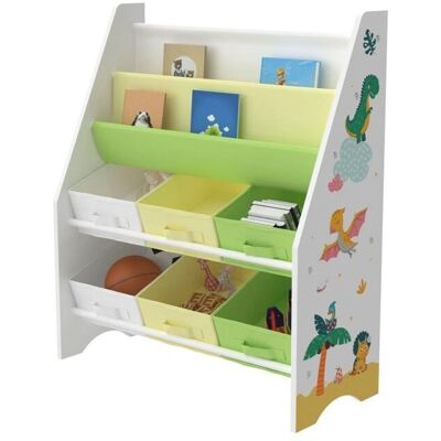 Helloshop26 - estantería infantil de 6 contenedores - blanco/verde/amarillo Helloshop26 - estantería infantil de 6 contenedores - blanco/verde/amarillo