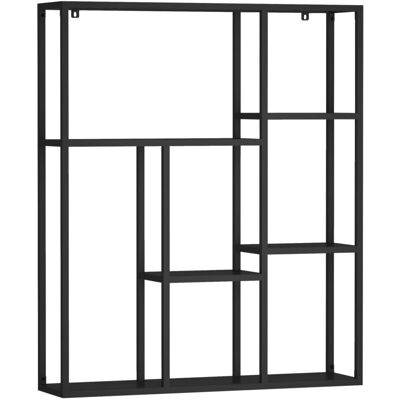 HELLOSHOP26 - Estante de pared - Acero 90x75x18 cm - Negro HELLOSHOP26 - Estante de pared - Acero 90x75x18 cm - Negro