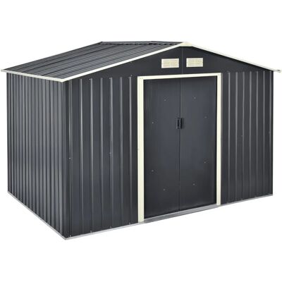 Helloshop26 - 277x191x192 cm techo a dos aguas chapa de acero galvanizado gris oscuro - Caseta de jardín Helloshop26 - 277x191x192 cm techo a dos aguas chapa de acero galvanizado gris oscuro - Caseta de jardín