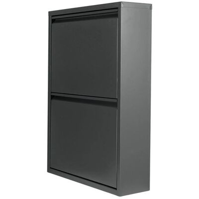 HELLOSHOP26 - Armario para zapatos de pared gris con 2 cajones - Mueble de almacenamiento HELLOSHOP26 - Armario para zapatos de pared gris con 2 cajones - Mueble de almacenamiento
