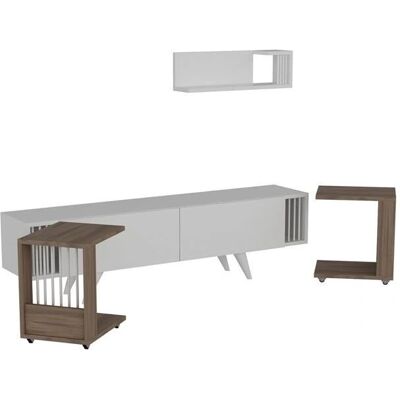 HelloShop26 - Mueble TV con estante - Blanco - TV Mueble HelloShop26 - Mueble TV con estante - Blanco - TV Mueble