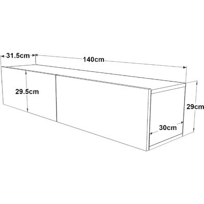 HelloShop26 - Mobili TV 2 ante 29,5 x 140 x 31,5 cm - Rovere rustico / Antracite - TV stand HelloShop26 - Mobili TV 2 ante 29,5 x 140 x 31,5 cm - Rovere rustico / Antracite - TV stand