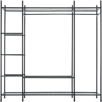 HELLOSHOP26 Armario con baldas 6 superficies de almacenamiento acero lacado 150 x 150 x 40 cm negro - Wardrobe HELLOSHOP26 Armario con baldas 6 superficies de almacenamiento acero lacado 150 x 150 x 40 cm negro - Wardrobe