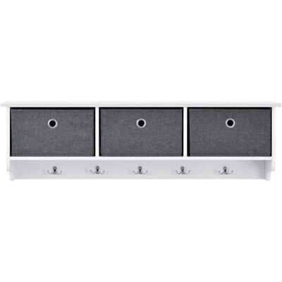 HelloShop26 Perchero de Pared - 5 Ganchos, 3 Cestas, 30x100x20cm HelloShop26 Perchero de Pared - 5 Ganchos, 3 Cestas, 30x100x20cm