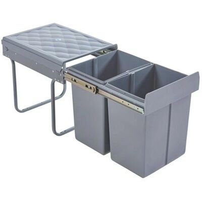 en.casa - Cassettiera incassata - 2 x 20L - Grigio - Cestino en.casa - Cassettiera incassata - 2 x 20L - Grigio - Cestino