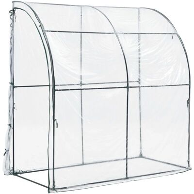 HELLOSHOP26 - Invernadero de jardín adosado Juta - 100 x 200 x 215 cm - acero y PVC - puerta con cremallera - Invernadero de jardín HELLOSHOP26 - Invernadero de jardín adosado Juta - 100 x 200 x 215 cm - acero y PVC - puerta con cremallera - Invernadero de jardín