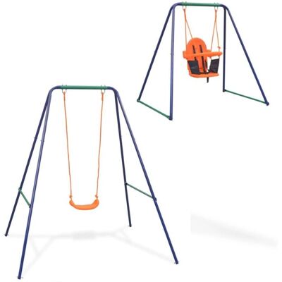 HelloShop26 - 2-in-1 - Naranja - Exterior - Swing Set HelloShop26 - 2-in-1 - Naranja - Exterior - Swing Set