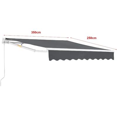 Helloshop26 - 350x250 cm - grigio scuro - manovella - tenda da sole Helloshop26 - 350x250 cm - grigio scuro - manovella - tenda da sole