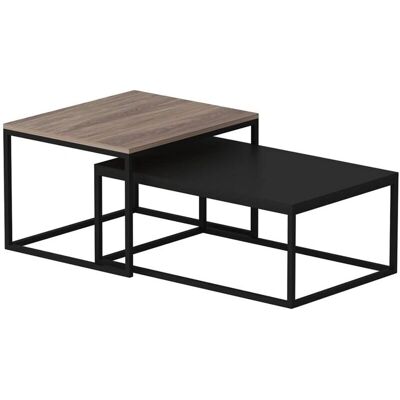 HELLOSHOP26 Set di 2 tavolini nesting - nero, effetto quercia - Tavoli HELLOSHOP26 Set di 2 tavolini nesting - nero, effetto quercia - Tavoli
