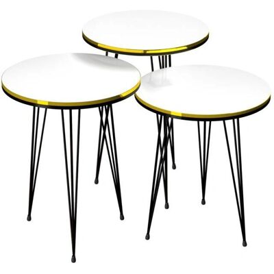 HELLOSHOP26 - Ensemble de 3 tables gigognes - Blanc, Noir - Publicité HELLOSHOP26 - Ensemble de 3 tables gigognes - Blanc, Noir - Publicité