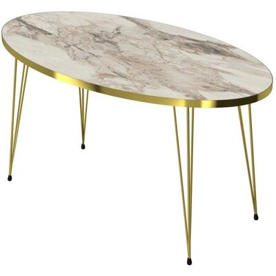HELLOSHOP26 Table basse ovale en marbre - Table d'appoint - Publicité HELLOSHOP26 Table basse ovale en marbre - Table d'appoint - Publicité