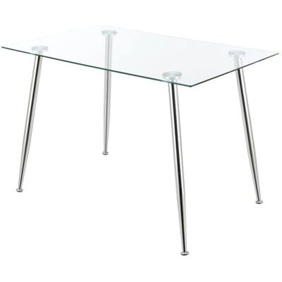 Helloshop26 - Tavolo da pranzo vetro temperato acciaio 75 x 110 x 70 cm cromo Helloshop26 - Tavolo da pranzo vetro temperato acciaio 75 x 110 x 70 cm cromo