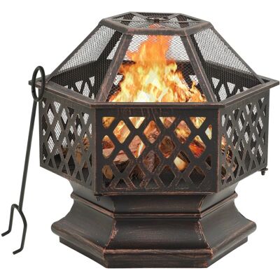 HelloShop26 - Chimenea rústica con atizador 62 x 54 x 56 cm - Acero - XXL - Fire pit HelloShop26 - Chimenea rústica con atizador 62 x 54 x 56 cm - Acero - XXL - Fire pit