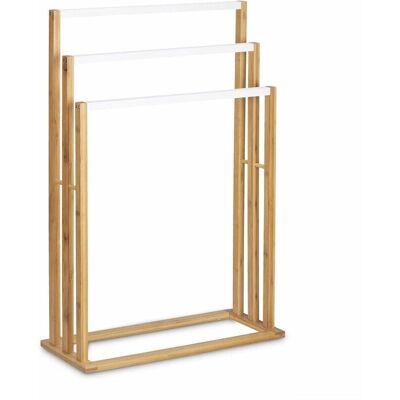 Porte-serviettes en bambou HelloShop26 - 82cm Blanc Naturel - Publicité Porte-serviettes en bambou HelloShop26 - 82cm Blanc Naturel - Publicité