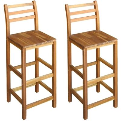MOBIKASA - Set di 2 sgabelli alti in legno di acacia - Interno/Esterno MOBIKASA - Set di 2 sgabelli alti in legno di acacia - Interno/Esterno