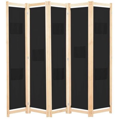HELLOSHOP26 5-panel - Nero - Tessuto e legno - Divider per ambienti HELLOSHOP26 5-panel - Nero - Tessuto e legno - Divider per ambienti