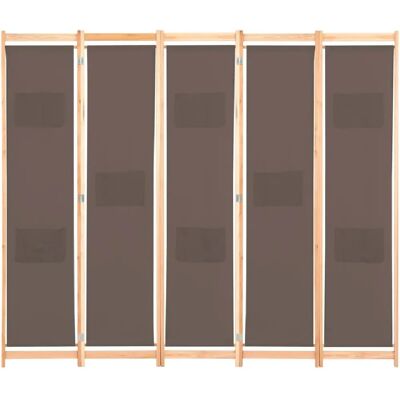 HelloShop26 - 5-panel Fabric Room Divider - Marrone - 200 x 170 x 4 cm - Room divider HelloShop26 - 5-panel Fabric Room Divider - Marrone - 200 x 170 x 4 cm - Room divider