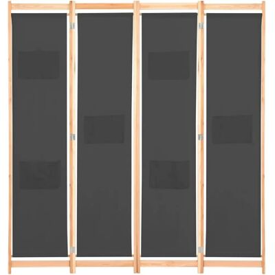 HelloShop26 - separador de tela de 4 paneles - gris - Separador de ambientes HelloShop26 - separador de tela de 4 paneles - gris - Separador de ambientes