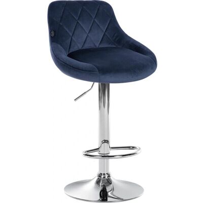 DÉCOSHOP26 Sgabello da Bar in Velluto Blu - Girevole, Regolabile DÉCOSHOP26 Sgabello da Bar in Velluto Blu - Girevole, Regolabile