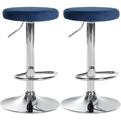 DÉCOSHOP26 - TDB10711 - Asiento Azul Terciopelo - Marco Cromado - Taburete DÉCOSHOP26 - TDB10711 - Asiento Azul Terciopelo - Marco Cromado - Taburete