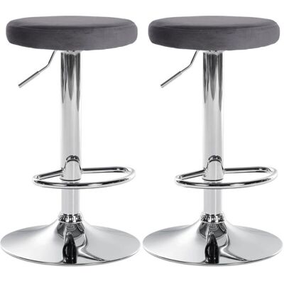 Décoshop26 - TDB10714 - Velluto grigio - Cromato - Sgabelli da bar Décoshop26 - TDB10714 - Velluto grigio - Cromato - Sgabelli da bar