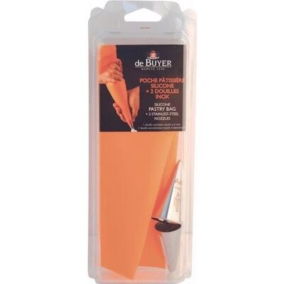 Kit poche à pâtisserie en silicone réutilisable De Buyer - Douilles en inox Kit poche à pâtisserie en silicone réutilisable De Buyer - Douilles en inox