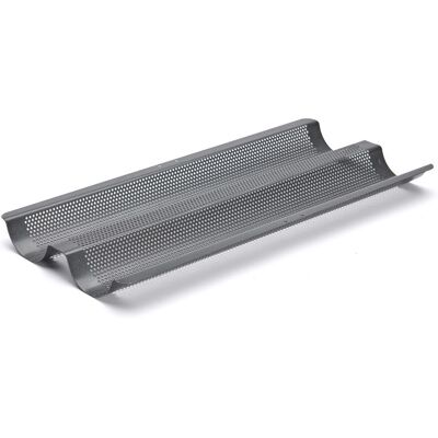 de Buyer 4713.02 Moule à Cuisson - Perforé pour 2 Baguettes - Acier Inoxydable de Buyer 4713.02 Moule à Cuisson - Perforé pour 2 Baguettes - Acier Inoxydable