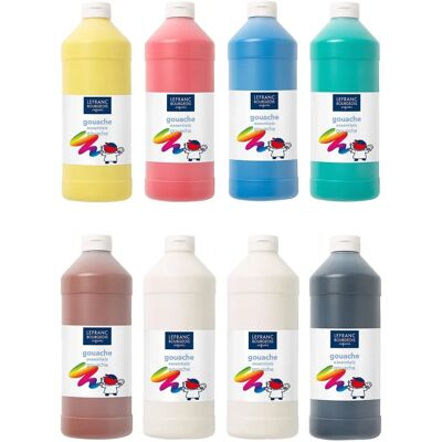 Peintures Gouache Lefranc & Bourgeois - 8 Couleurs, 1L chacune - Adapté aux enfants Peintures Gouache Lefranc & Bourgeois - 8 Couleurs, 1L chacune - Adapté aux enfants