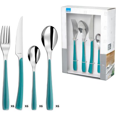 Amefa Turquoise - Ensemble de 24 Couverts - Publicité Amefa Turquoise - Ensemble de 24 Couverts - Publicité