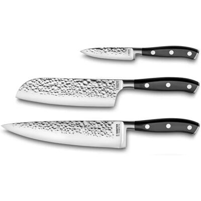 Ensemble de 3 couteaux de cuisine Carbon Sabatier Trompette - Publicité Ensemble de 3 couteaux de cuisine Carbon Sabatier Trompette - Publicité