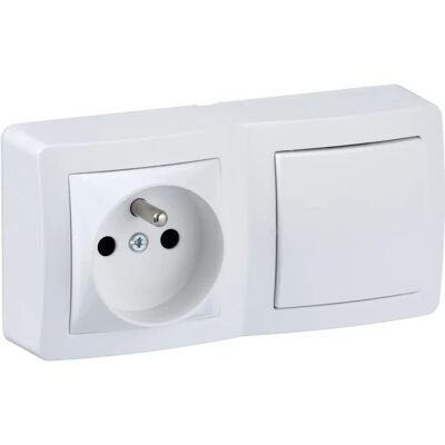 Interrupteur Blanc avec Terre - 2 pôles - 2300W - Publicité Interrupteur Blanc avec Terre - 2 pôles - 2300W - Publicité