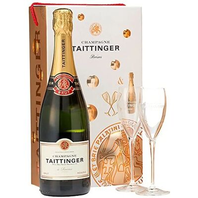 Ensemble Cadeau Taittinger NV Champagne et Verres - Champagne, 75cl - Publicité Ensemble Cadeau Taittinger NV Champagne et Verres - Champagne, 75cl - Publicité